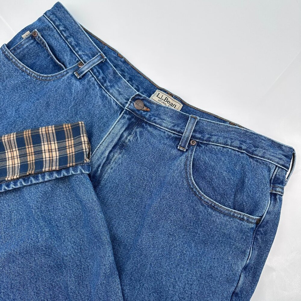 L.L. Bean Men's Double L Natural Fit Flannel-Lined Jeans, Size W 40 x L29, Stone